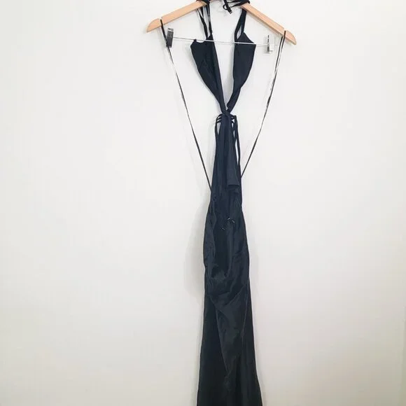 Retrofete Selma Cutout Maxi Dress in Black Satin Large - Picture 7 of 10